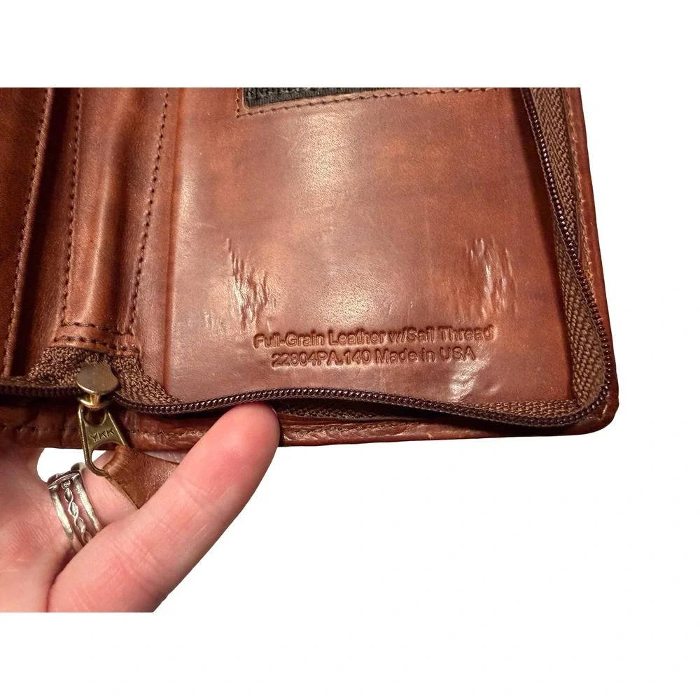 Franklin Covey Full Grain Leather Woven Zip Planner Cover Brown USA Small